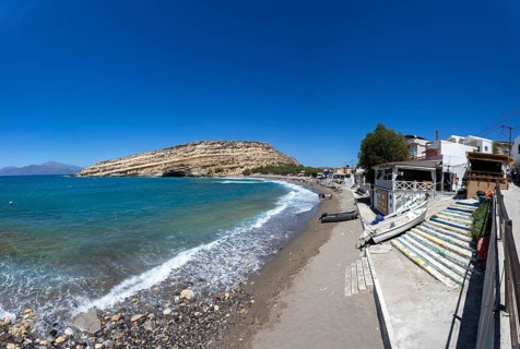 Fishing boats on the beach of Matala, south coast, Crete, Greece, Europe