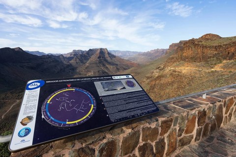 Degollade de las Yeguas viewpoint with views of the Barranco de Fataga, Gran Canaria, Canary