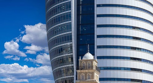 Israel, panoramic skyline view of Haifa downtown and historic center, Asia