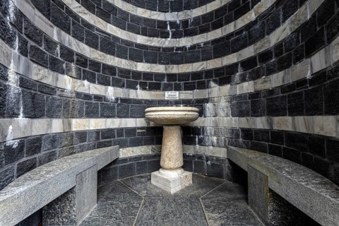 Fountain, outdoor fountain, Chiesa di San Giovanni Battista, architect Mario Botta, Mogno, near