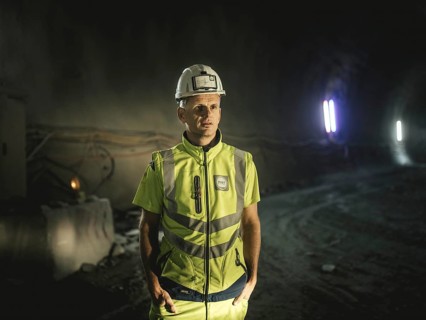 Graduate engineer (FH) Sebastian Reimann in construction lot H53, Brenner Base Tunnel, Wolf, Tyrol,
