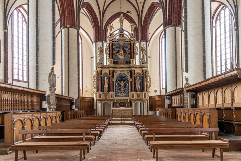 Interior of St Stephen's Church in Tangermünde, Saxony-Anhalt, Germany, Europe