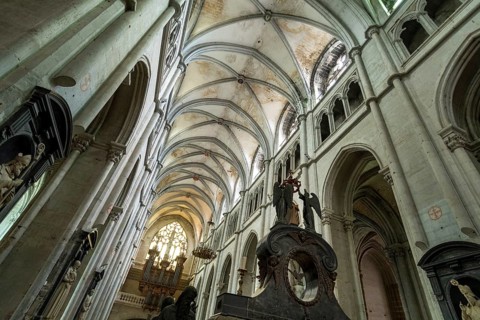 Saint-Antoine l'Abbaye labeled Les Plus Beaux Villages de France. Interior of the Abbey Church