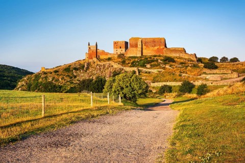 Hammershus castle ruins in the morning light, Allinge-Sandvig, Bornholm, Denmark, Europe