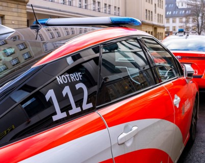 The current electric cars of the Berlin fire brigade, Berlin, Germany, Europe
