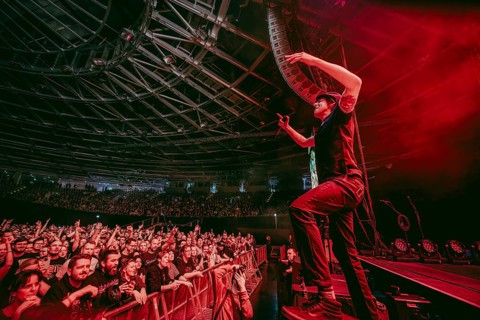Costa Cannabis (Tim Kleinrensing), singer of Sondaschule live at the Berlin Velodrom on 12/02/2025