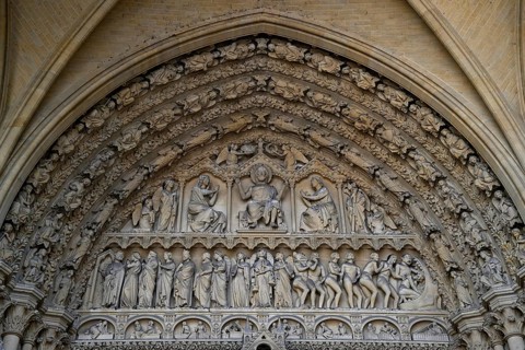 Entrance portal of the Gothic Saint-Étienne Cathedral, St Stephen's Cathedral, Metz, Grand Est