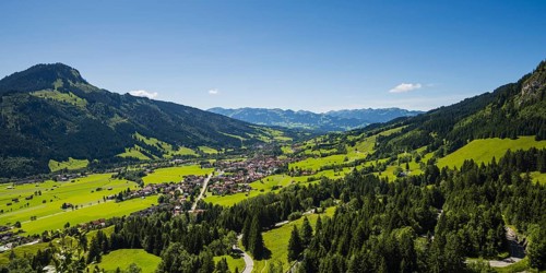 Ostrachtal, Imberger Horn, 1656m, and Bad Hindelang, Oberallgäu, Allgäu, Swabia, Bavaria, Germany,