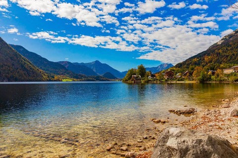 Grundlsee in autumn, salzkammergut, styria, Austria, Europe