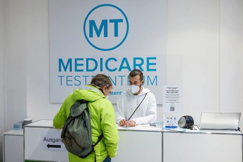 Cologne, North Rhine-Westphalia, Germany - Covid rapid test at the Medicare test centre,
