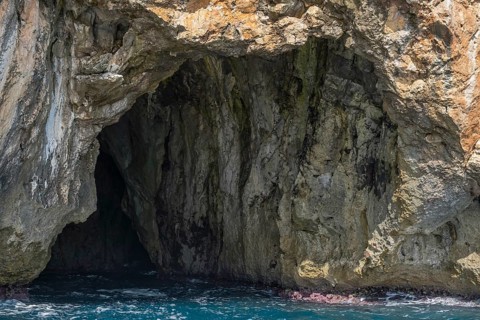 Sea cave on the coast of Santa Maria di Leuca, Apulia, Salento, Italy, Europe