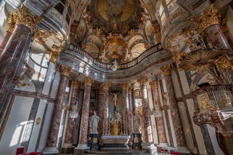 Interior of the Court Chapel of the Würzburg Residence, consecrated in 1743, Würzburg, Lower