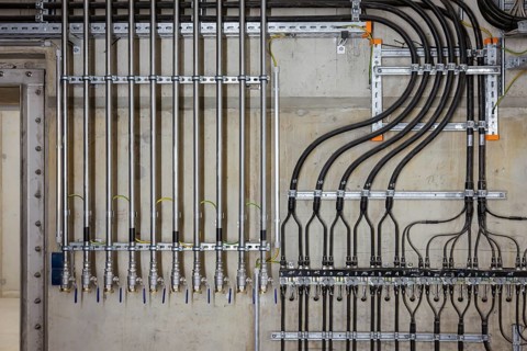 28.10.2020, Oberhausen, Ruhr area, North Rhine-Westphalia, Germany - Hydraulic pipes and cooling