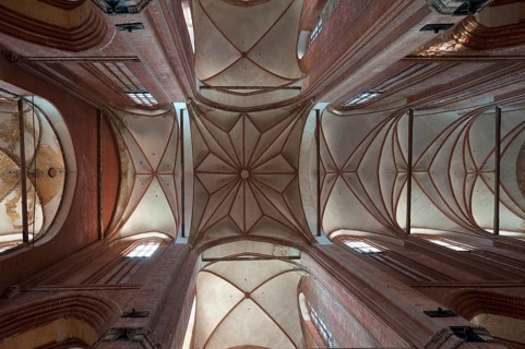Ceiling vault of St Georgen, Gothic brick building of the 14th century, under reconstruction,