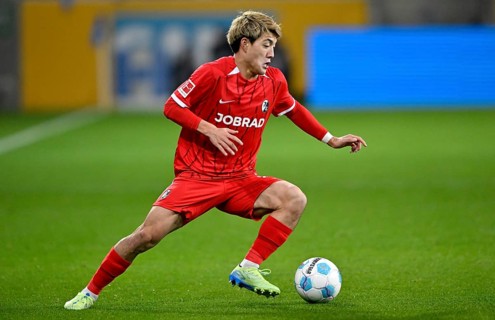 Ritsu Doan SC Freiburg SCF (42) Action on the ball PreZero Arena, Sinsheim, Baden-Württemberg,