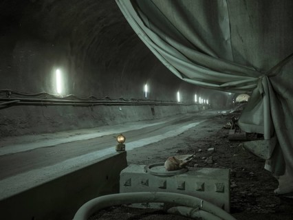 Tunnel section in construction lot H41 in the Sill Gorge, Brenner Base Tunnel, Tyrol, Austria,