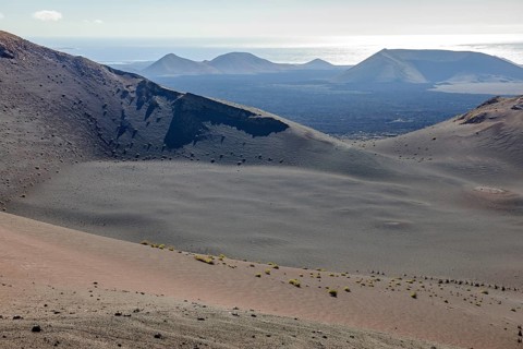 Volcanic landscape on the Canary Island of Lanzarote in Timanfaya National Park, Lnzarote, in the