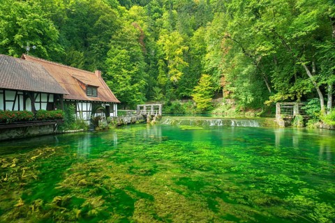 Historic hammer mill at the Blautopf, hammer mill, mill, Blautopfhaus, Blaubeuren, Swabian Alb,