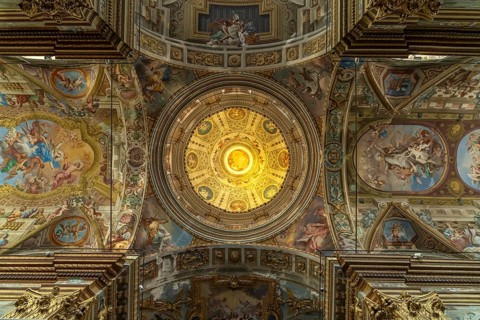 Dome of the Basilica of San Giovanni Battista in Finale Ligure, Riviera di Ponente, Liguria, Italy,