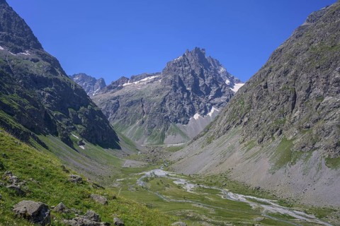 View of the source valley of the Romanche, Villar-d'Arêne, Département Hautes-Alpes, France, Europe