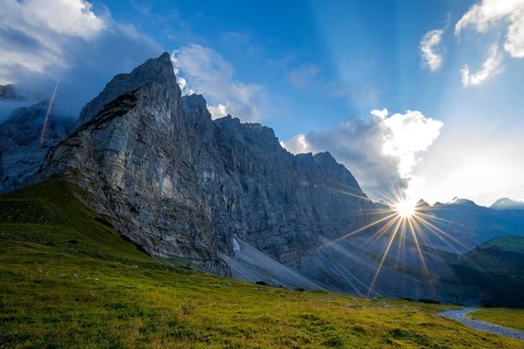 Dreizinkenspitze, Kühkarlspitze, Moserkarspitze and Birkkarspitze, Karwendel Mountains, Tyrol,
