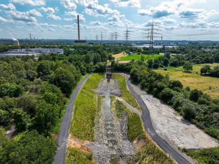 Bottrop, North Rhine-Westphalia, Germany, Renaturalised Boye, the tributary of the Emscher, was
