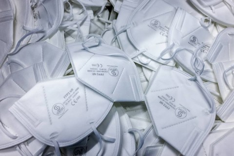 Wuppertal, North Rhine-Westphalia, Germany - FFP2 masks production Made In Germany at Sentias