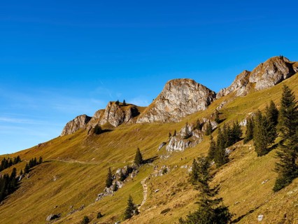 Hiking trails in the Rotwand area below the Rotwand-Köpfe, Mangfall mountains, Spitzingsee, Upper