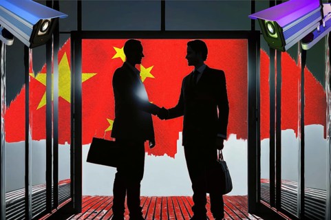 Symbolic image, China, surveillance, social spider web, trade dispute, punitive tariffs, economic