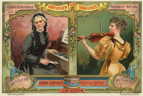 Picture series Virtuosen der Tonkunst, Clara Schumann and Normann Neruda, Liebig picture, digitally
