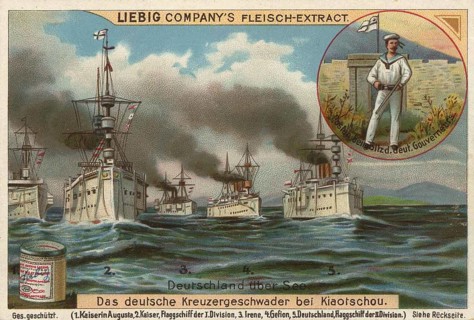 Picture series German overseas colonies, the German cruiser squadron at Kiaochou, China, Liebig