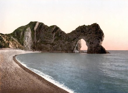 Durdle Door, Lulworth, England / England, Historic, digitally restored reproduction from a 19th