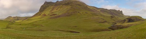 Grass and moss covered mountain close to Vik i Myrdal, South Iceland