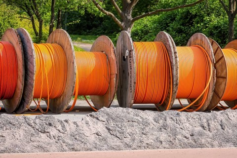 Duisburg, North Rhine-Westphalia, Germany, Internet broadband expansion, construction site for