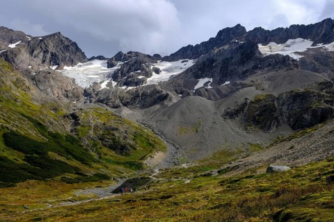 Ushuaia, Tierra del Fuego, Argentina, hiking trail to the Martial glacier on Cerro Martial,