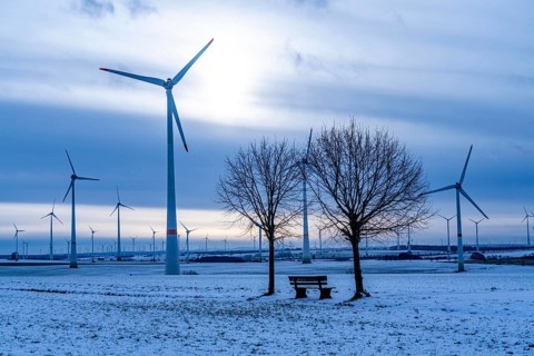 Wind farm, north of Lichtenau, self-proclaimed energy town, over 190 wind turbines and over 1200