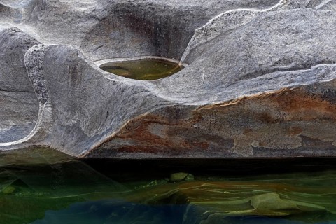 Rocks, rock structures, Verzasca River, near Lavertezzo, Verzasca Valley, Valle Verzasca, Canton
