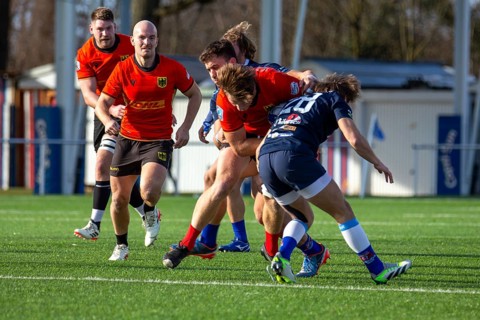 Rugby: Germany against MKS Pogon Awenta Siedlce, Poland in Heidelberg (test match of the German