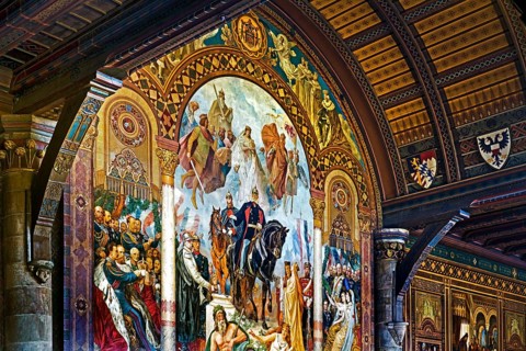 Central triptych with the Apotheosis of the Founding of the Empire by Hermann Wislicenus, mural,