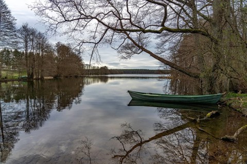 Lake Krüselinsee, Mecklenburg Lake District, Mecklenburg-Western Pomerania, Germany, Europe