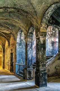 Interior view, former Alpine house on the historic site of the tuberculosis sanatorium in Beelitz,