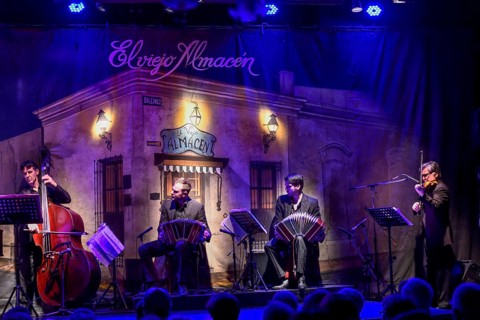Tango musicians at the tango club El Viejo Almacén, San Telmo, Buenos Aires, Argentina, South