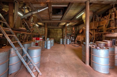 Metal drums for bronze powder from a metal powder mill, founded in 1900, Igensdorf, Upper