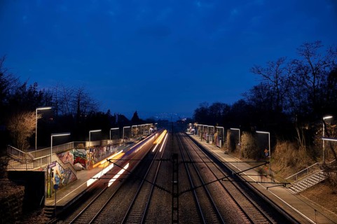 S-Bahn, public transport, train, passes through stop, station, platform, summer train, movement