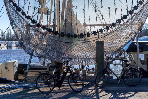 The fishing village of Greetsiel, historic fishing harbour, with the largest shrimp cutter fleet in