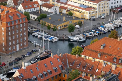 View from Vor Frelsers Kirke to Christianshavn and Wilders Canal, Christianshavn neighbourhood,