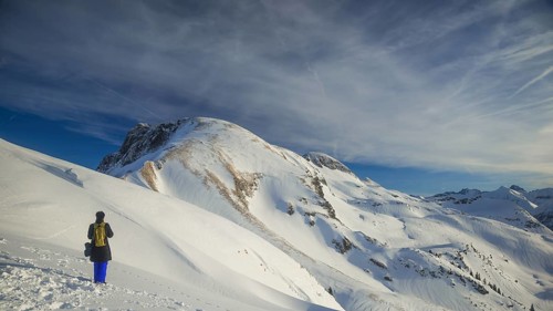 Winter hiking trail, Zeigersattel, Nebelhorn, 2224m, Allgäu Alps, Allgaeu, Bavaria, Germany, Europe