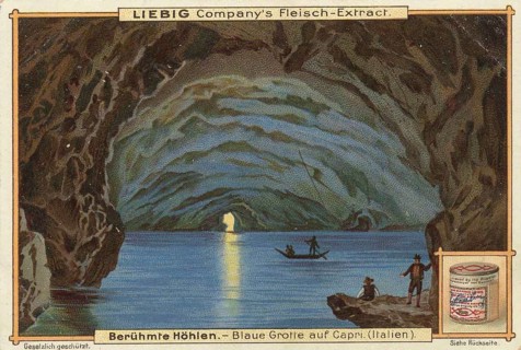 Picture series Famous Caves, Blue Grotto on Capri, Italy, Liebig picture, digitally restored