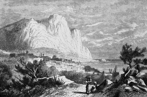 Mediterranean island of Capri in the Gulf of Naples, landscape with limestone cliffs, town, sandy