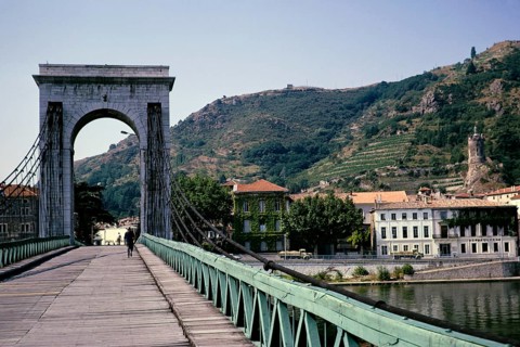 Marc Seguin Pedestrian bridge, Tournon sur Rhône, River Rhone, Tournon, France 1975